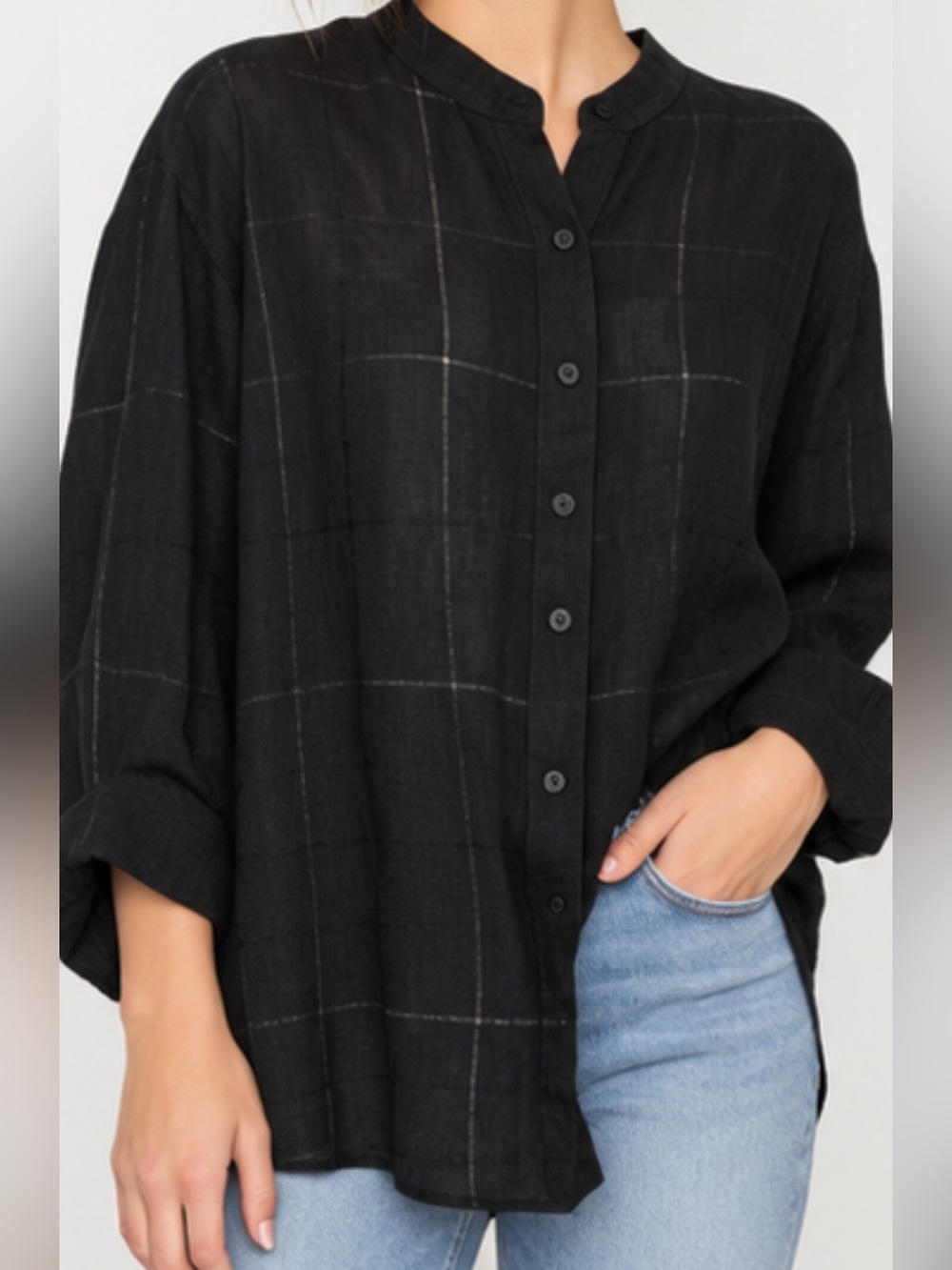 Lauren Ralph Lauren 100% Linen Plaid Button-Front Shirt — Size 1X